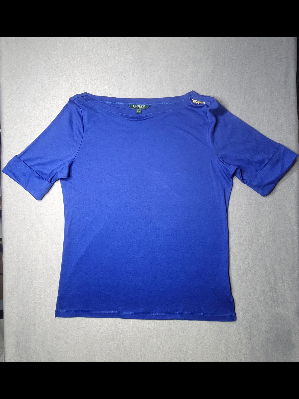 Lauren Ralph Lauren Womens Shor Sleeve Blouse  Crop Top Color Royal Blue Size XL